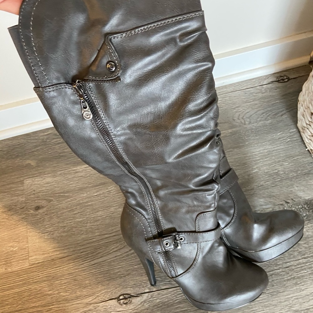 Knee high faux leather boots